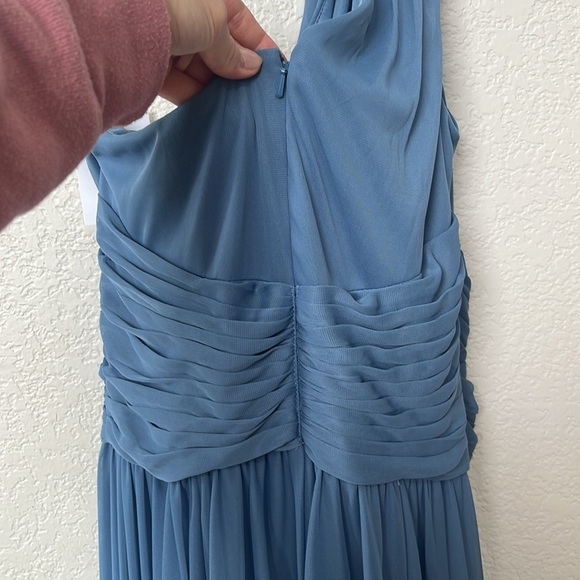 NWT David's Bridal Bridesmaid Dress Steel Blue One Strap Size Four - Picture 8 of 9